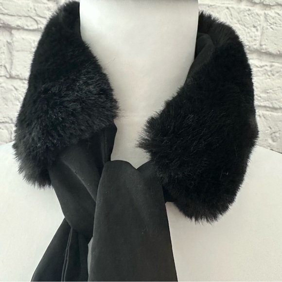 Zara black faux fur collar scarf - Picture 7 of 9